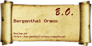 Bergenthal Ormos névjegykártya